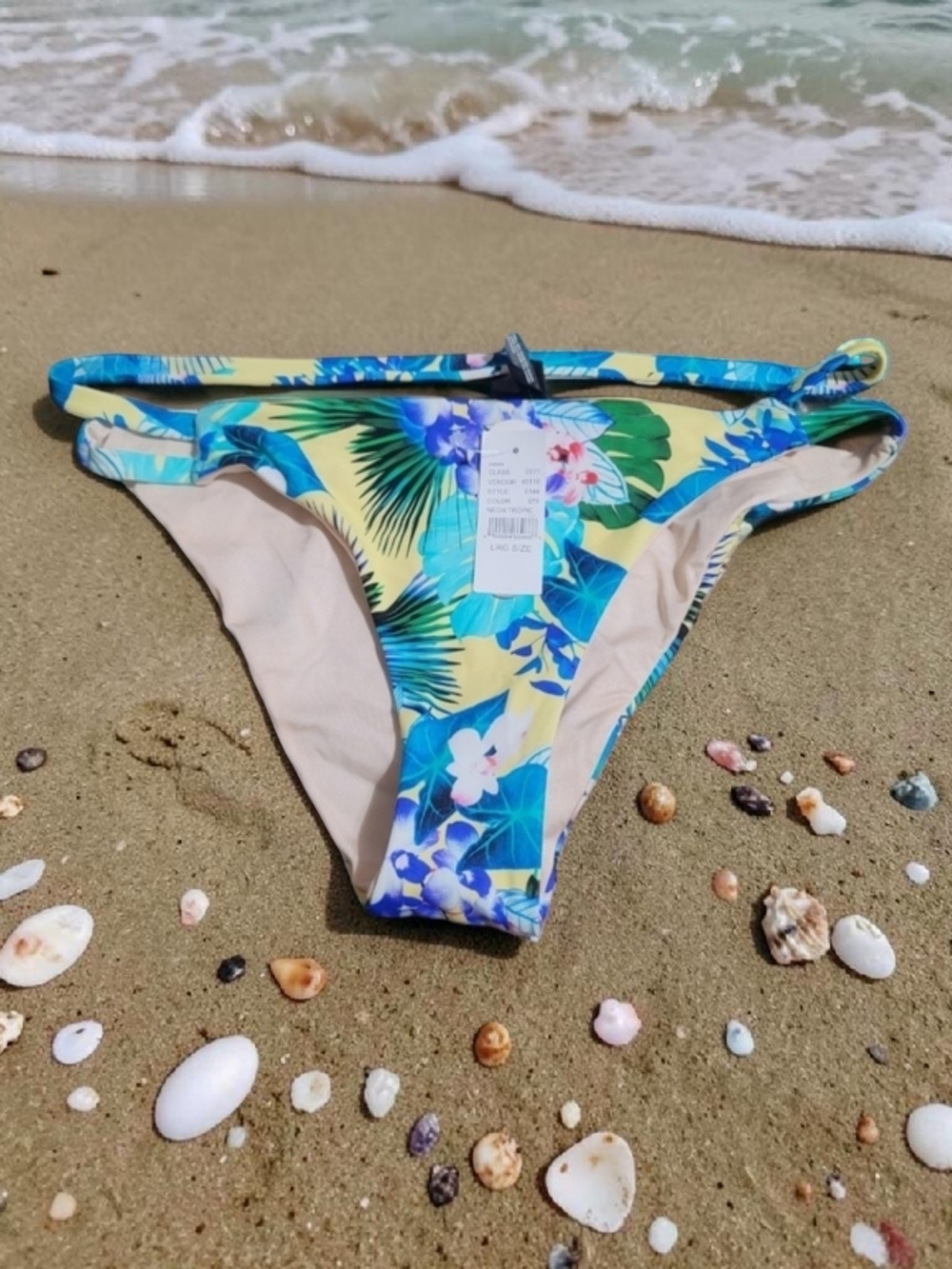 La Hearts Yellow and Blue Tropical Floral Bikini Bottom